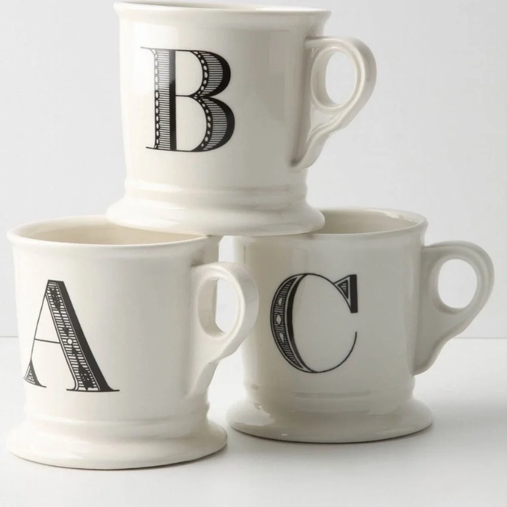 Anthropologie R monogram ceramic coffee/tea mug